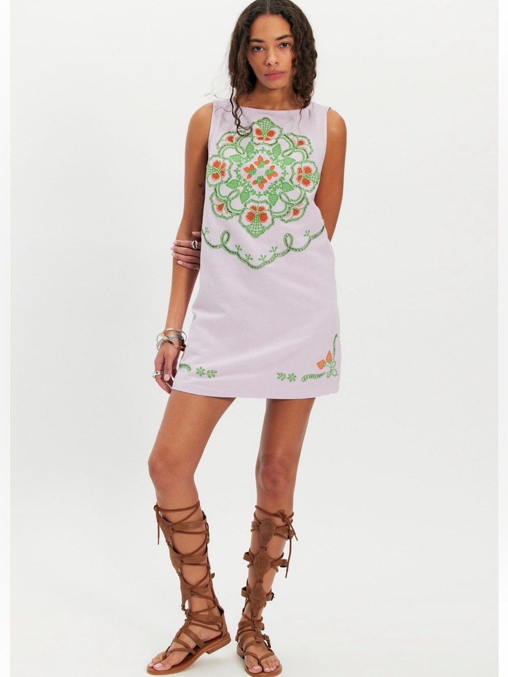Free people electric garden mini dress in pale orchid combo